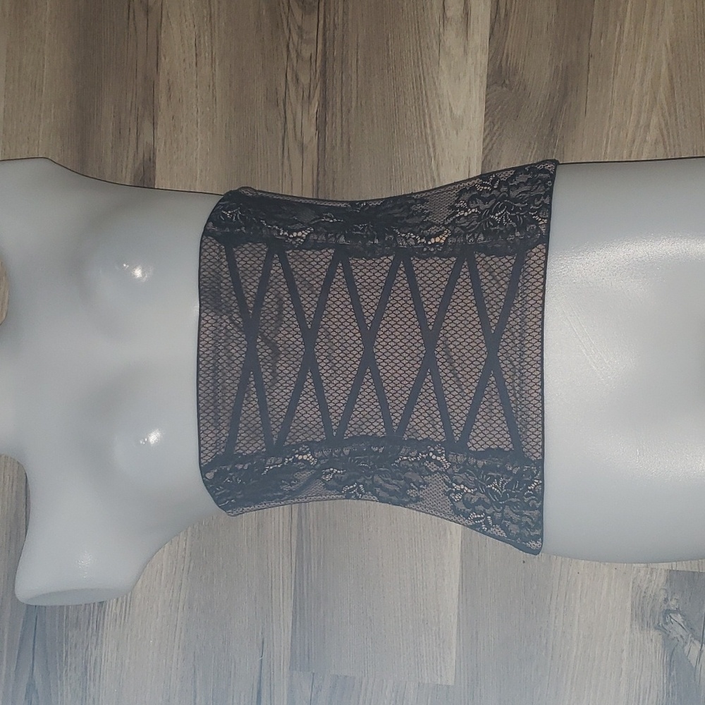 Maidenform nude beige black lace waist trainer shaper girdle XL